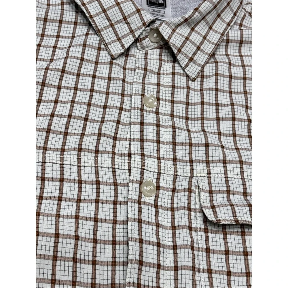 Men's The North Face‎ Brown Check Modal Hiking Button Up Shirt Size XL